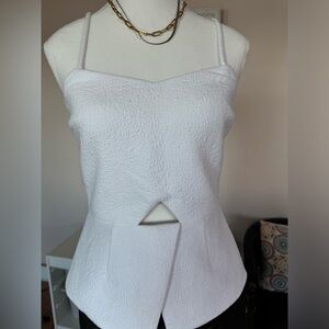 Dinner Date Spaghetti Strap White Top with Sexy Cut Out Size Small